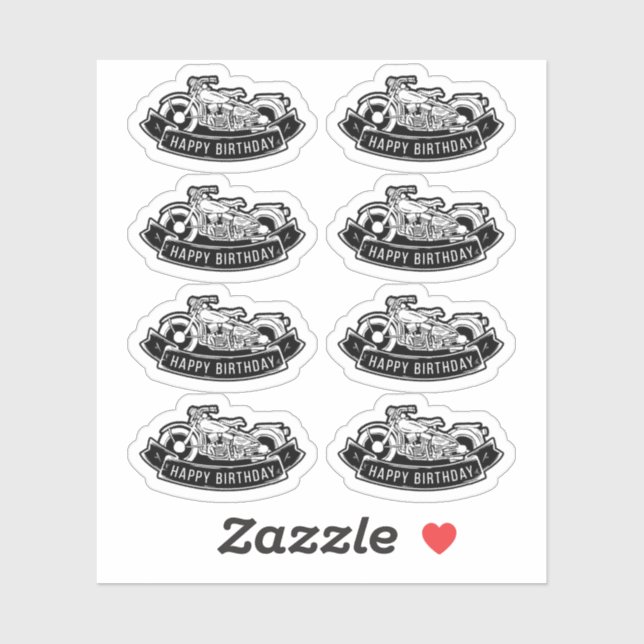 Sticker Motorcycle Biker joyeuse fête d'anniversaire scrap (Feuille)