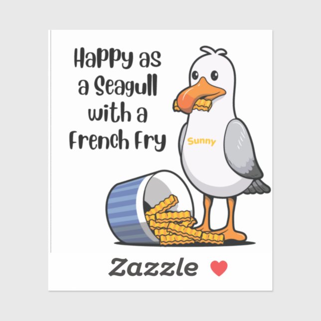 Sticker Mouette mangeant Français Fries sticker, Wildwood (Feuille)