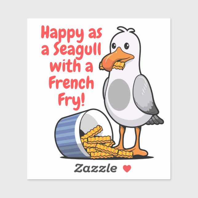 Sticker Mouette mangeant Français Fry sticker, Wildwood (Feuille)