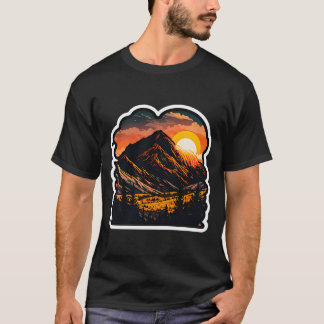 Sticker Mountain Beautiful Sunset Art  T-Shirt