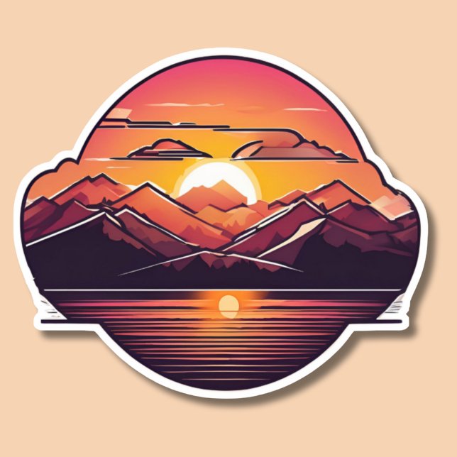 Sticker Mountain Sunset étanche (Créateur téléchargé)