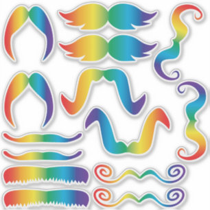 Sticker Moustache arc-en-ciel agressée