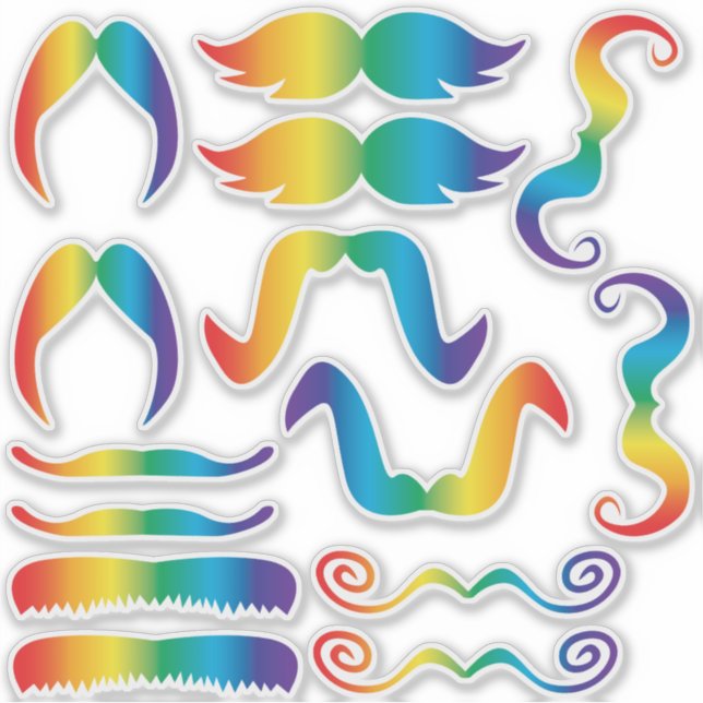 Sticker Moustache arc-en-ciel agressée (Devant)