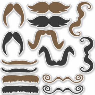 Sticker Moustache noire et Brown agitée