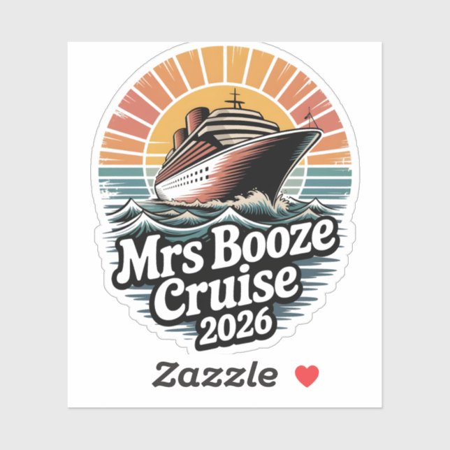 Sticker Mrs Booze Cruise 2026 Matching Couples  (Feuille)