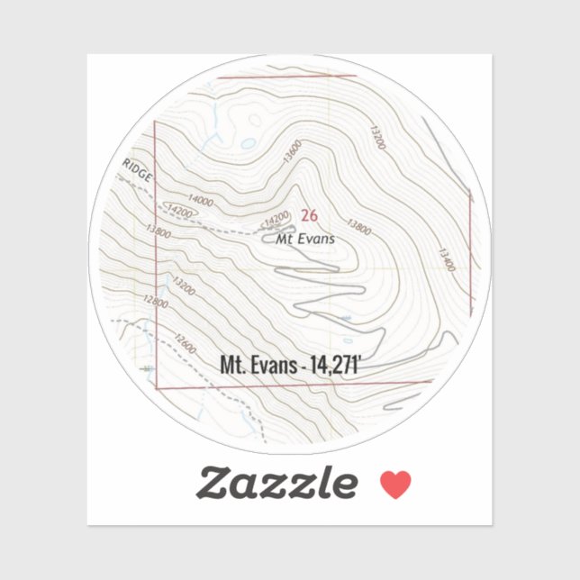 Sticker Mt Evans Colorado Fourteener (Feuille)