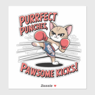 Sticker Muay Thai Boxe Cute Anime Chat