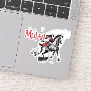 Sticker Mulan Riding Black Vent Aquarelle Art