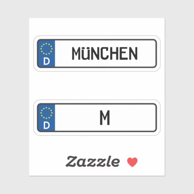 Sticker Munchen kennzeichen, Plaque allemande d'immatricul (Feuille)
