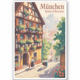 Sticker Munich Allemagne Bavière Illustration Voyage Art