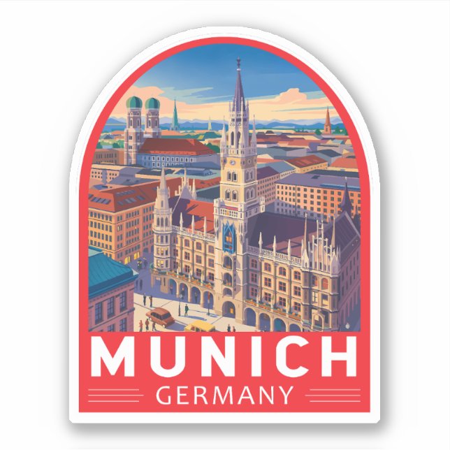 Sticker Munich Germany Travel Art Emblem (Devant)