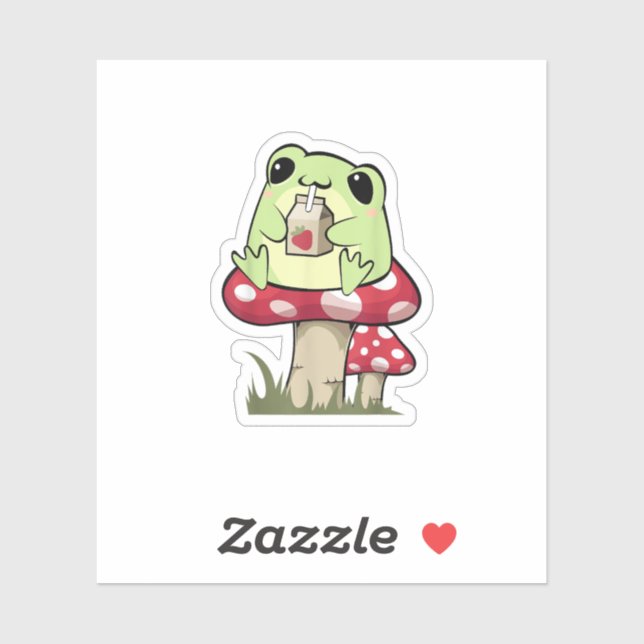 Sticker Mushroom Frog Goblincore Mycology Creative Style (Feuille)