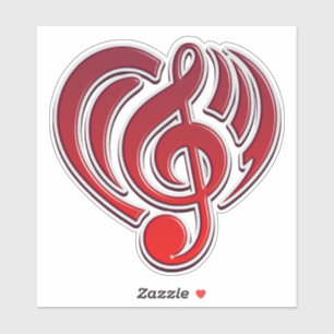Sticker Musical Love Red Heart Music Note DJ