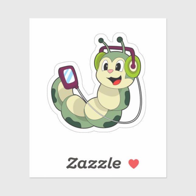 Sticker Musique casque Caterpillar (Feuille)