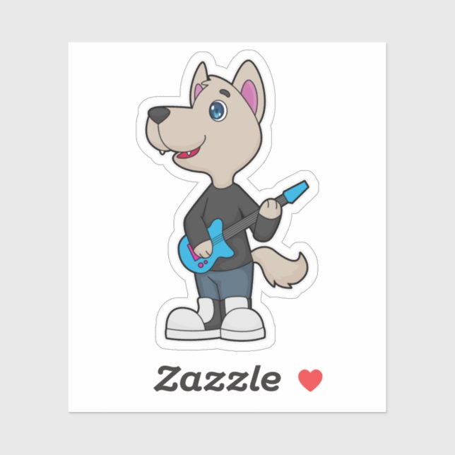 Sticker Musique de guitare musicienne de chien (Feuille)