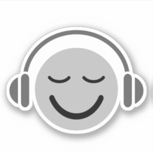 Sticker Musique DJ visage heureux avec écouteurs