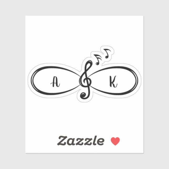 Sticker Musique Notes musicales Love Infinity Symbole Pers (Feuille)