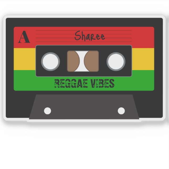 Sticker Musique Reggae Retro Bande de cassette Rasta (Devant)