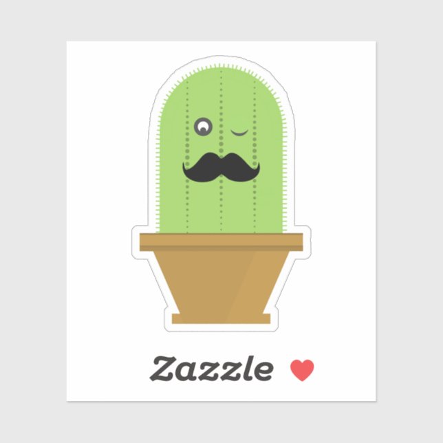 Sticker Mustache Cactus (Feuille)