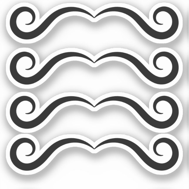 Sticker Mustache de curling classique Petit homme (Recto)