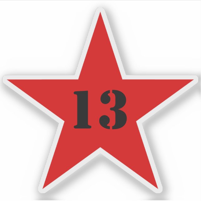 Sticker My Lucky Number Star - Numéro 13 (rouge) (Devant)