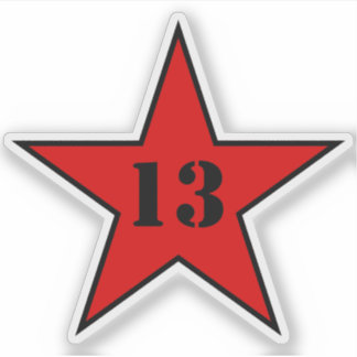 Sticker My Lucky Number Star - Numéro 13 - v2 (rouge)