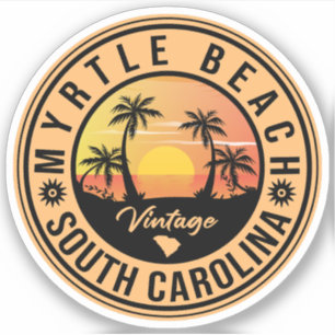 Sticker Myrtle Beach South Carolina Retro Sunset Souvenir