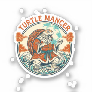 Sticker Mystic Turtle Mancer Vagues Océaniques Art Japonai