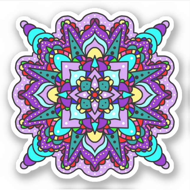 Sticker Mystique de Mandala violet et bleu (Devant)