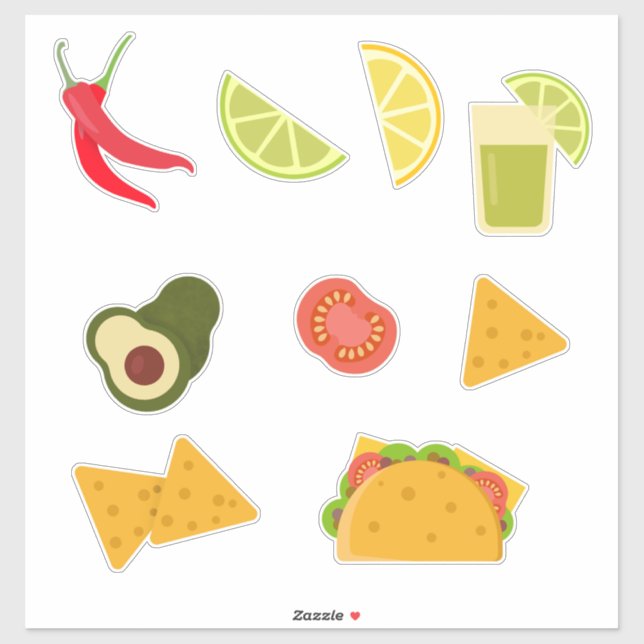 Sticker Nacho Tacos Variété alimentaire (Feuille)