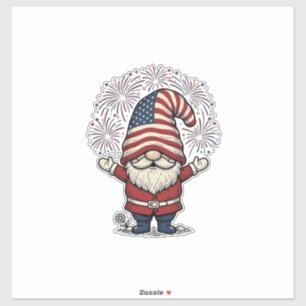 Sticker Nain Patriote Feux d'Artifice Conception Vectoriel