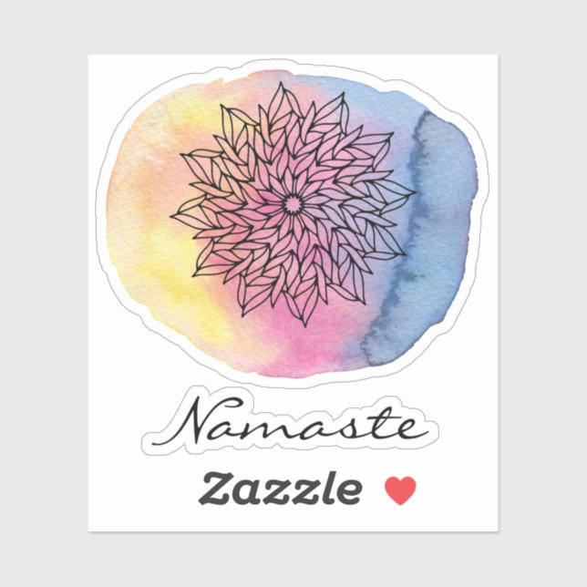 *~* Sticker Namaste Mandala Abstrait Watercolor (Feuille)