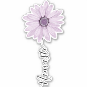 Sticker Namaste Script Lilac Daisy Flower Stem