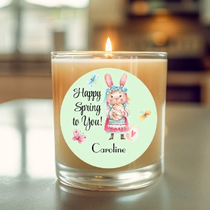 Sticker, Name   3-in Lovable Happy Spring Ms Bunny Classic Round Sticker