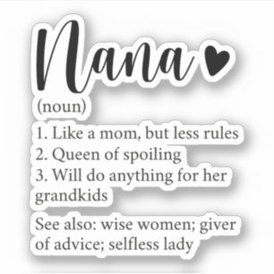 Sticker Nana Definition, cadeau pour grand-mère
