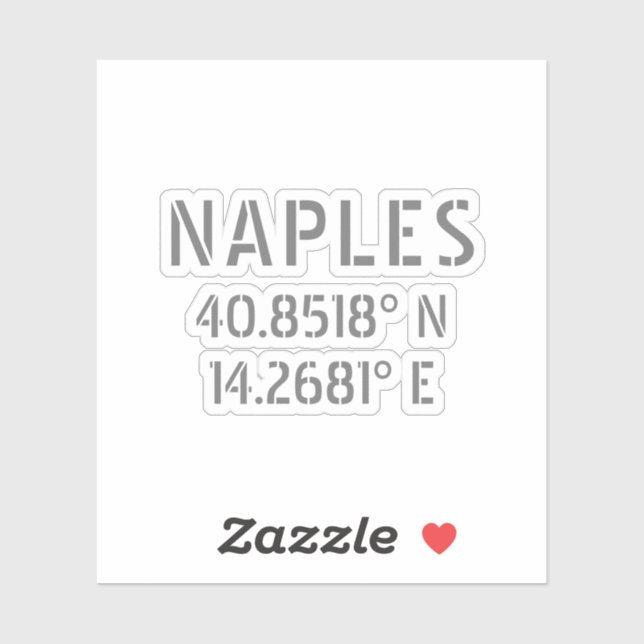 Sticker Naples Latitude et Longitude Coordonnées Vinyl (Feuille)