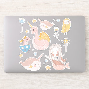 Sticker Narvals, Sirène, Dragon, Hibou, Amis Magiques