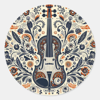 Sticker national pour violon avec art populaire