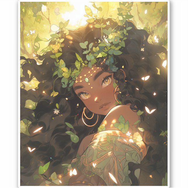 Sticker Nature Déesse Imaginaire afro-américain Art (Devant)