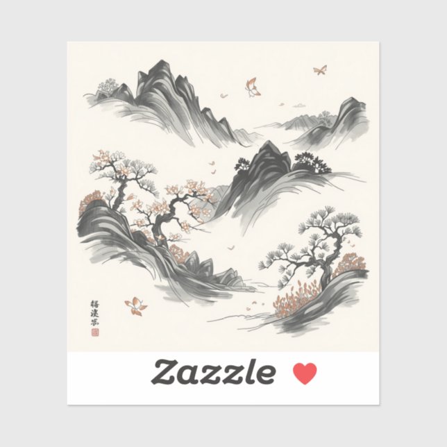 Sticker Nature’s Fourfold Beauty in Black & White  (Feuille)