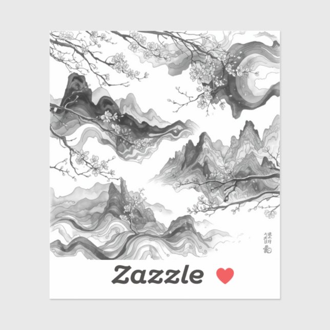 Sticker Nature’s Fourfold Beauty in Black & White (Feuille)