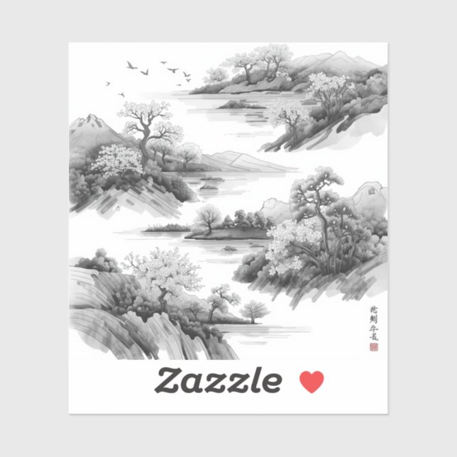 Sticker Nature’s Fourfold Beauty in Black & White  (Feuille)