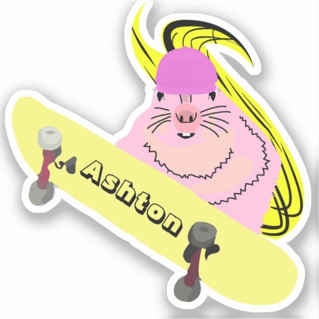 Sticker Naughty Squirrel #1001 Nom personnalisé Patinage (Recto)