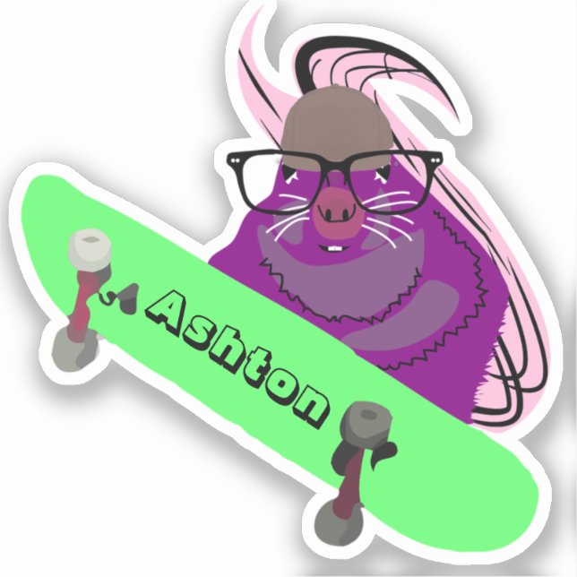 Sticker Naughty Squirrel #1024 Nom personnalisé Patinage (Recto)