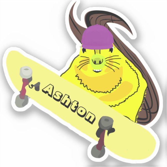 Sticker Naughty Squirrel #1029 Nom personnalisé Patinage (Recto)