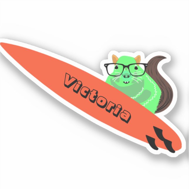 Sticker Naughty Squirrel #1688 Surfing (Recto)