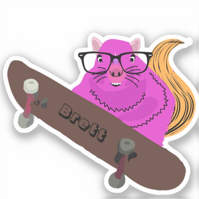 Sticker Naughty Squirrel #466 Brett Skateboard (Recto)