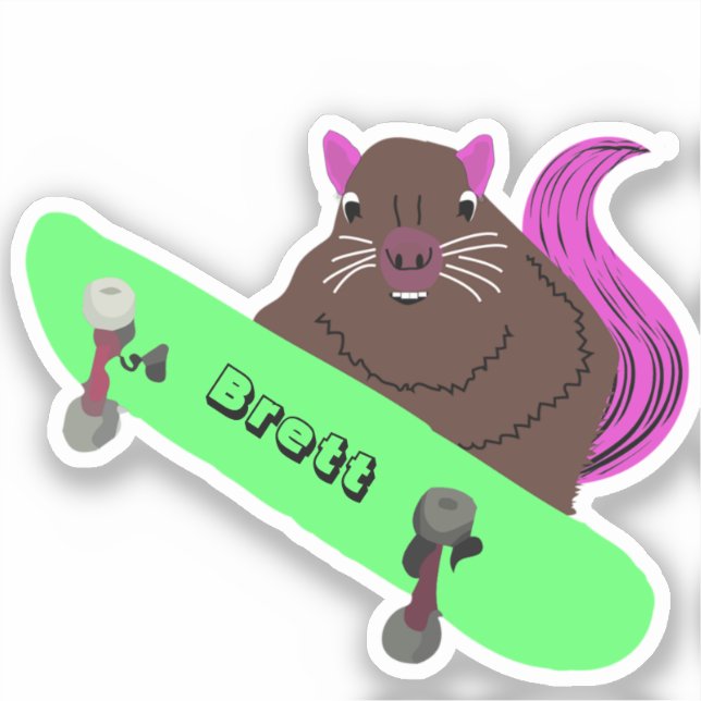 Sticker Naughty Squirrel #708 Brett Skateboard (Recto)