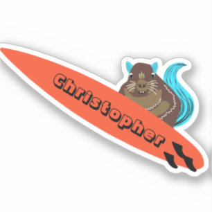 Sticker Naughty Squirrel #799 Surfing
