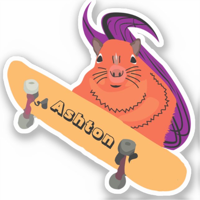 Sticker Naughty Squirrel #952 Nom Personnalisé Patinage (Recto)